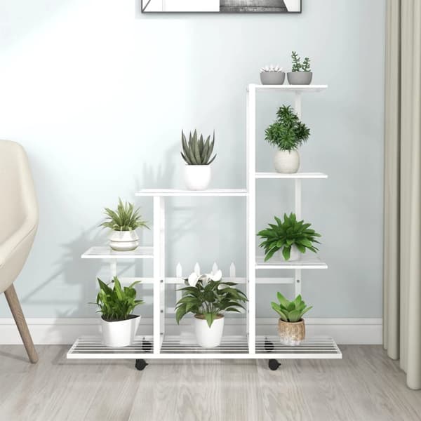 Växtställ - Living Växtställ på hjul 94,5x25x92,5 cm vit metall