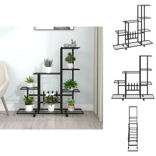 Kukkatelineet - Living Kukkateline renkailla 94,5x25x92,5 cm musta metalli