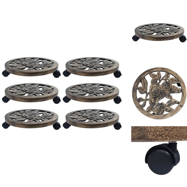 Planteborde - Living plantevogne 6 stk. 38 cm plastik bronzefarvet