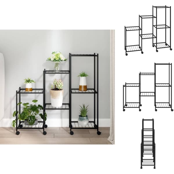 Planteborde - Living blomsterstativ med hjul 83x25x83,5 cm jern sort