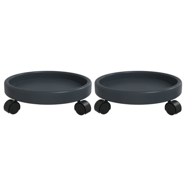 Planteborde - Living plantevogne med hjul 2 stk. diam. 34 cm 35 kg grå