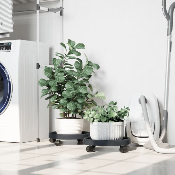 Planteborde - Living plantevogne med hjul 2 stk. diam. 34 cm 35 kg grå