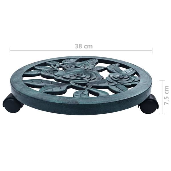 Planteborde - Living plantevogne 6 stk. 38 cm plastik grøn