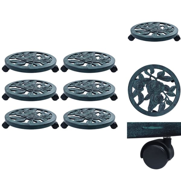 Planteborde - Living plantevogne 6 stk. 38 cm plastik grøn