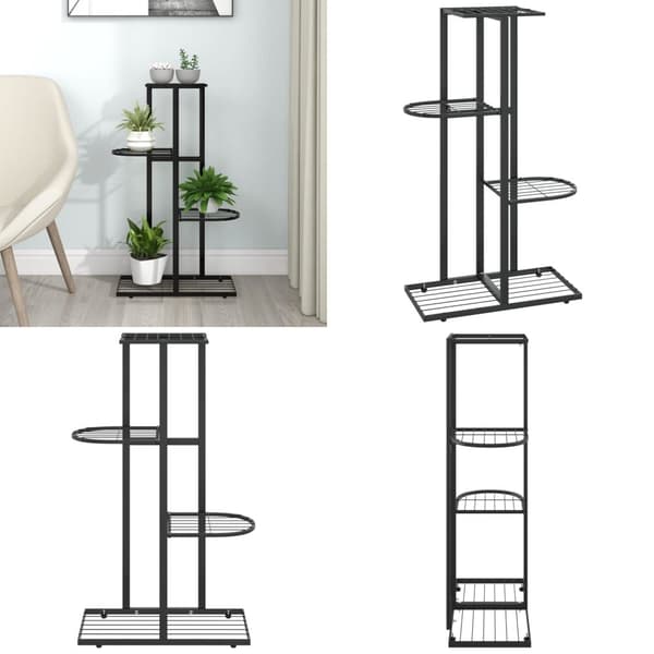 4-kerroksinen kukkateline 43x22x76 cm musta metalli - Kukkateline - Kukkatelineet - Home & Living