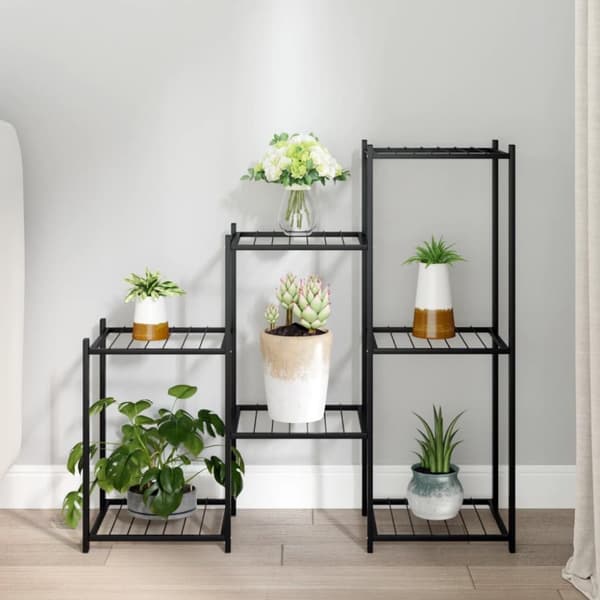 Kukkateline 83x25x80 cm musta rauta - Kukkateline - Kukkatelineet - Home & Living