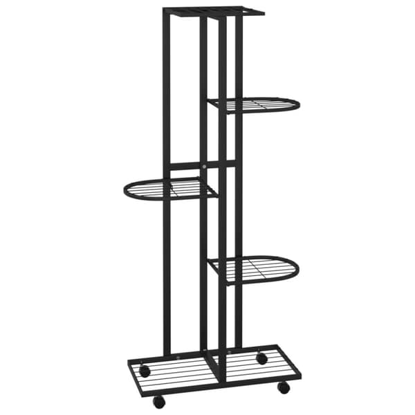 Blomsterstativ 5 niveauer med hjul 44x23x100 cm jern sort - Blomsterstativ - Blomsterstativer - Home & Living