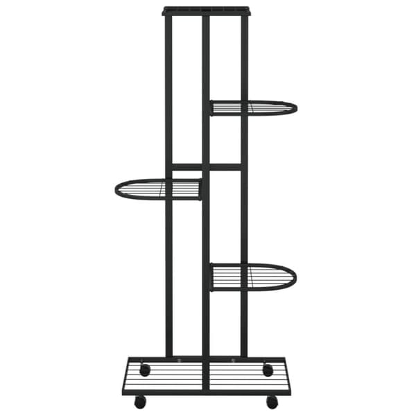 Blomsterstativ 5 niveauer med hjul 44x23x100 cm jern sort - Blomsterstativ - Blomsterstativer - Home & Living
