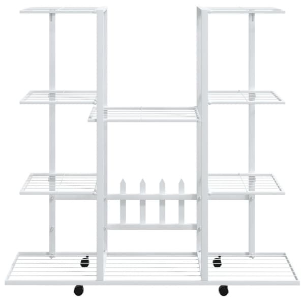 Blomsterstativ med hjul 94,5x24,5x91,5 cm jern hvid - Blomsterstativ - Blomsterstativer - Home & Living