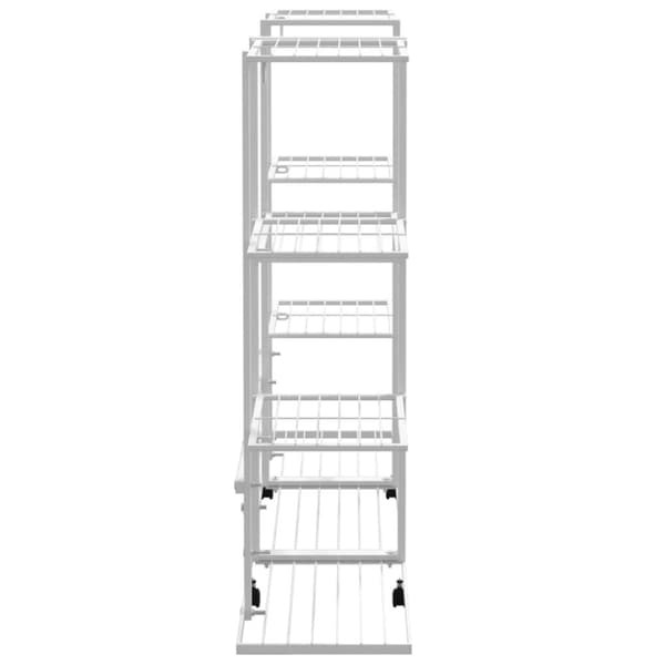 Blomsterstativ med hjul 94,5x24,5x91,5 cm jern hvid - Blomsterstativ - Blomsterstativer - Home & Living