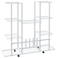 Miniatyrbillede 6 af 8: Blomsterstativ med hjul 94,5x24,5x91,5 cm jern hvid - Blomsterstativ - Blomsterstativer - Home & Living