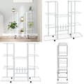 Miniatyrbillede 1 af 8: Blomsterstativ med hjul 94,5x24,5x91,5 cm jern hvid - Blomsterstativ - Blomsterstativer - Home & Living