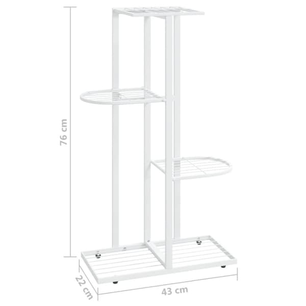Blomsterstativ i 4 niveauer 43x22x76 cm metal hvid - Plantestativ - Plantestativer - Home & Living