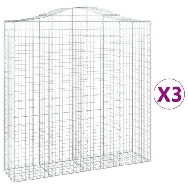 buede gabionkurve 3 stk. 200x50x200/220 cm galvaniseret jern
