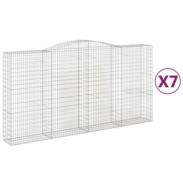 Gabioner bågformade 7 st 400x50x200/220 cm galvaniserat järn