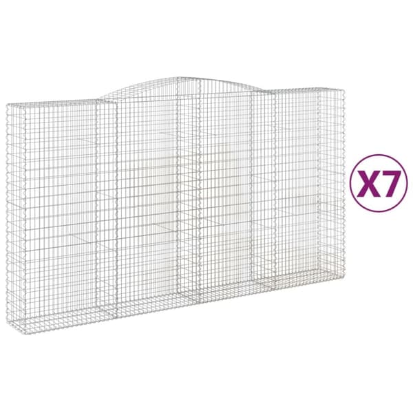 buede gabionkurve 7 stk. 400x50x220/240 cm galvaniseret jern