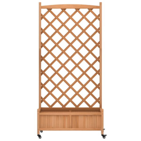 plantekasse med espalier og hjul massivt fyrretræ brun