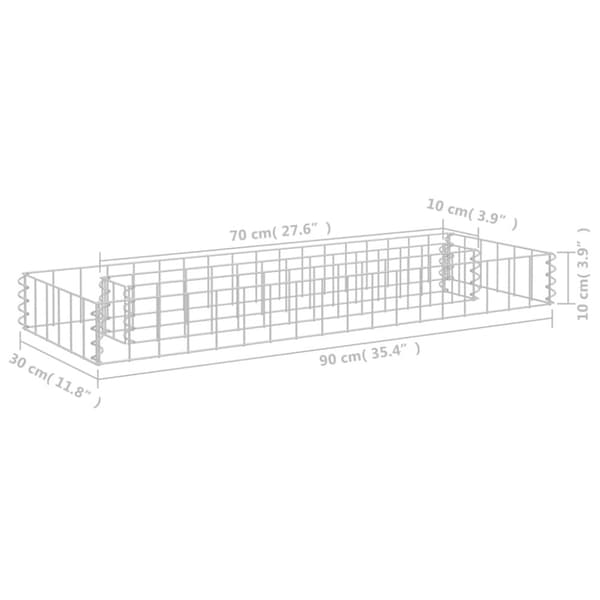 Planteringsgabion upphöjd galvaniserat stål 90x30x10 cm