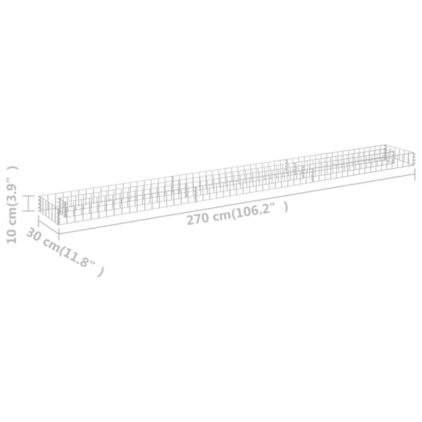 Planteringsgabion upphöjd galvaniserat stål 270x30x10 cm