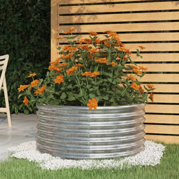 plantekrukke 80x80x36 cm pulverlakeret stål sølvfarvet