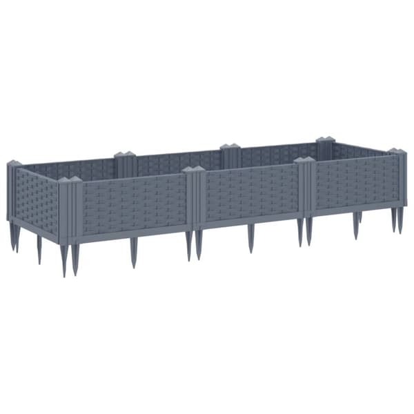 plantekasse med spyd 125x40x28,5 cm PP grå