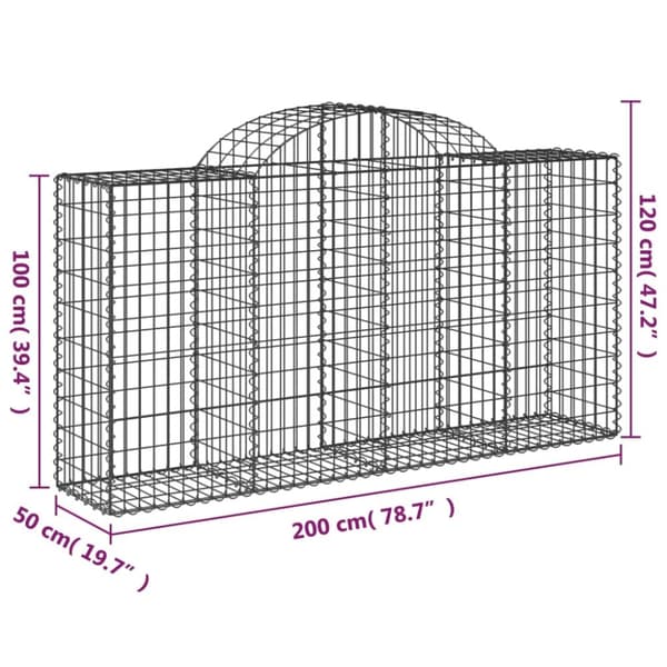 Kaarevat kivikorit 40 kpl 200x50x100/120 cm galvanoitu rauta