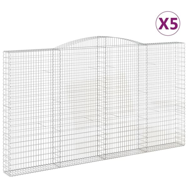 Gabioner bågformade 5 st 400x30x220/240 cm galvaniserat järn