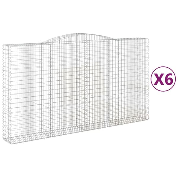 buede gabionkurve 6 stk. 400x50x220/240 cm galvaniseret jern