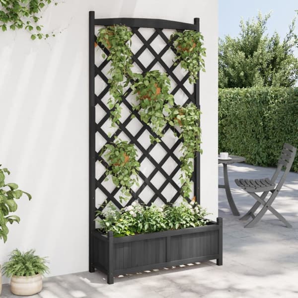 plantekasse med espalier massivt grantræ sort