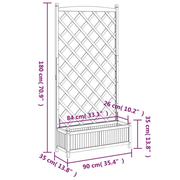 plantekasse med espalier massivt grantræ sort