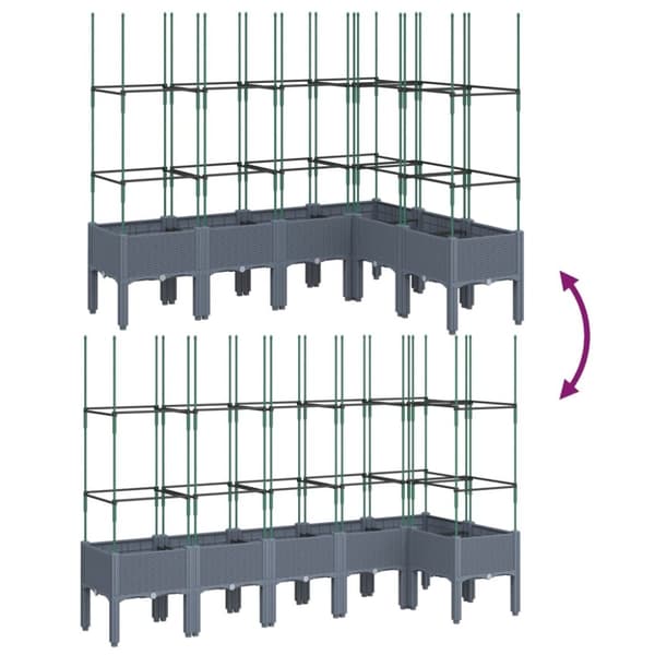 plantekasse med espalier 160x120x142,5 cm PP grå