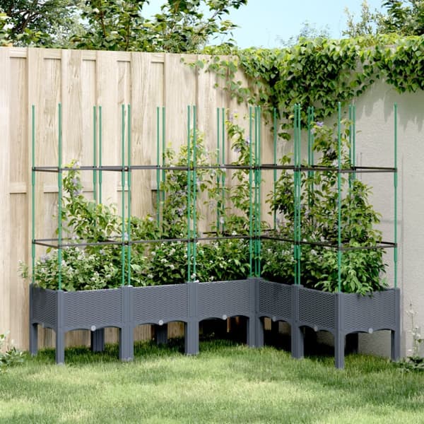 plantekasse med espalier 160x120x142,5 cm PP grå
