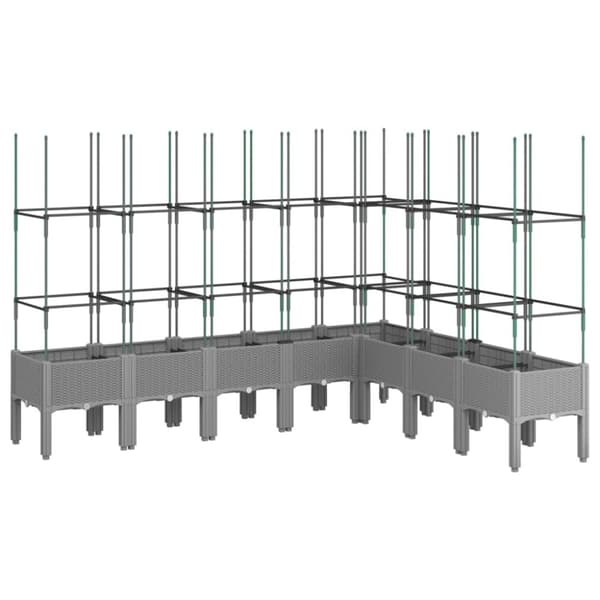 Odlingslåda med spaljé ljusgrå 200x160x142,5 cm PP