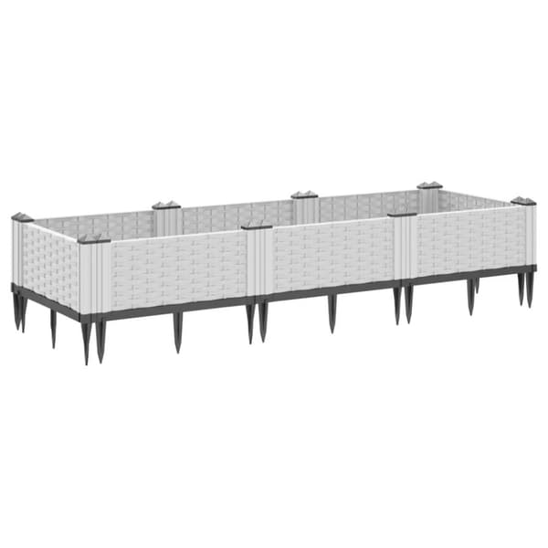 Kukkalaatikko jalkatapeilla valkoinen 125x40x28,5 cm PP