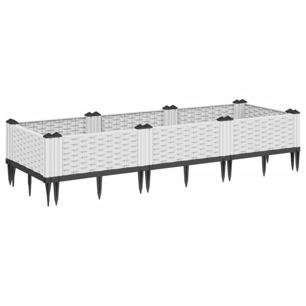 Kukkalaatikko jalkatapeilla valkoinen 125x40x28,5 cm PP