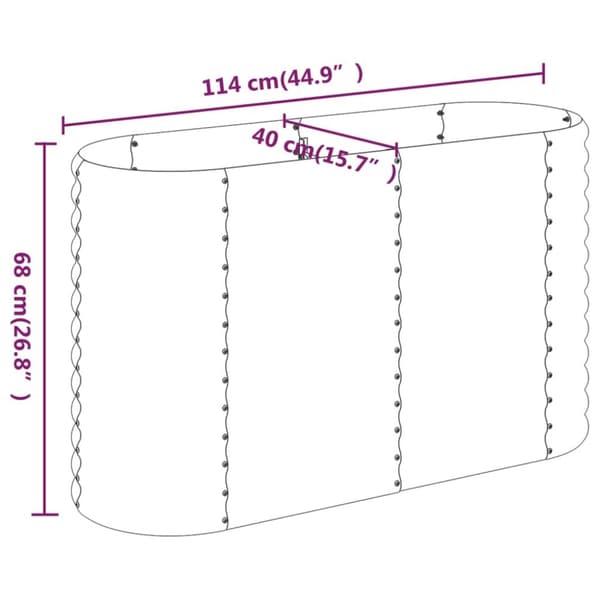 plantekasse 114x40x68 cm pulverlakeret stål antracitgrå