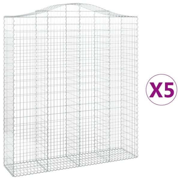 Kaarevat kivikorit 5 kpl 200x50x220/240 cm galvanoitu rauta