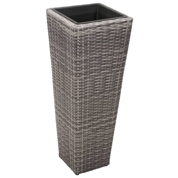 forhøjede plantekrukker 3 stk. polyrattan grå