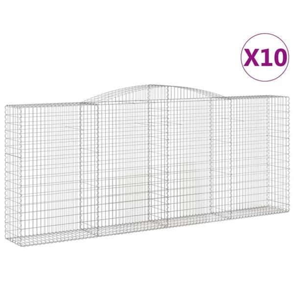 Gabion bågformad 10 st 400x50x160/180 cm galvaniserat järn