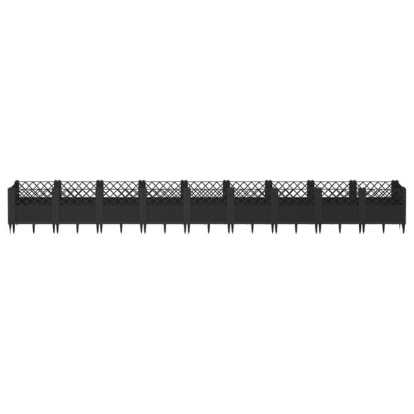 plantekasse med spyd 363,5x43,5x43,5 cm PP sort