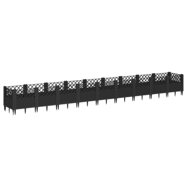plantekasse med spyd 363,5x43,5x43,5 cm PP sort