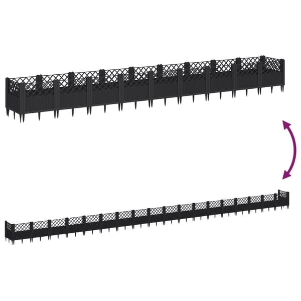 plantekasse med spyd 363,5x43,5x43,5 cm PP sort