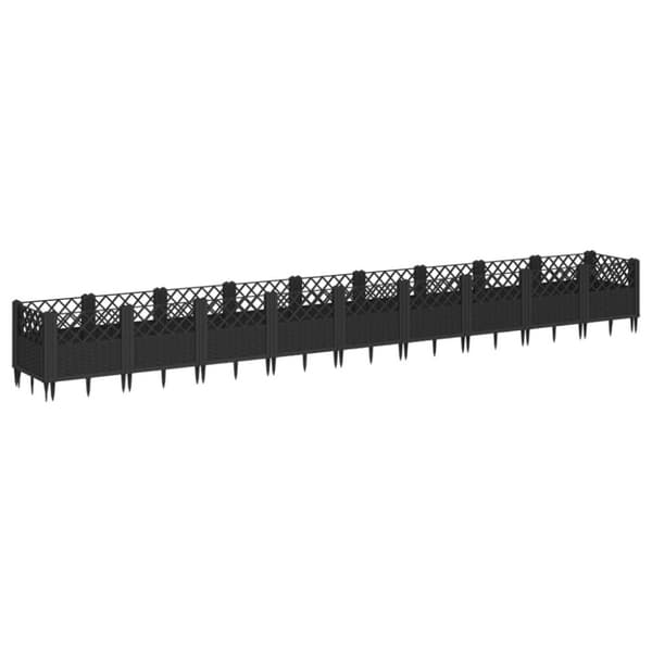 plantekasse med spyd 363,5x43,5x43,5 cm PP sort