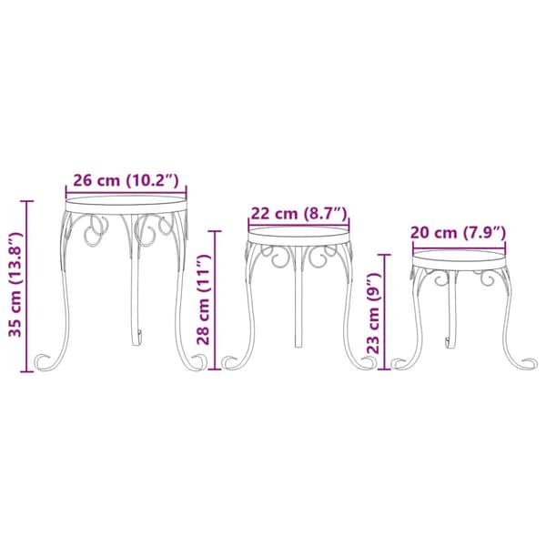 plantestativer 3 stk. keramik terracottafarvet