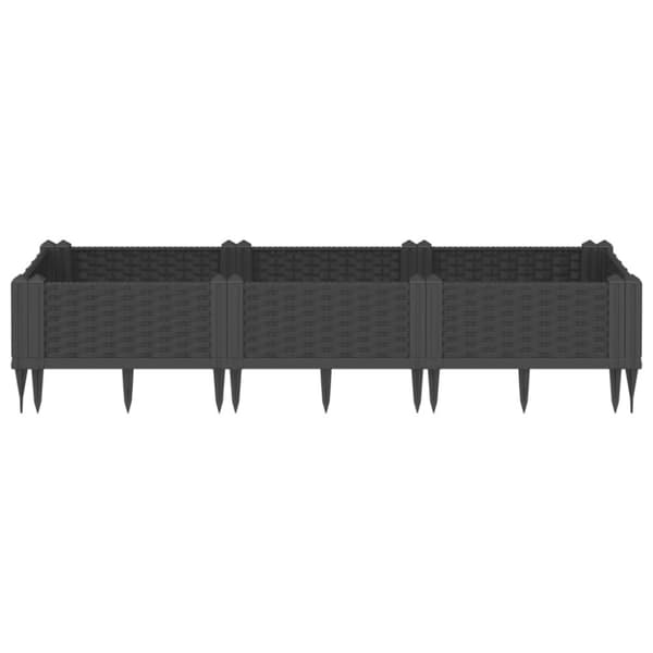 plantekasse med spyd 125x40x28,5 cm PP sort