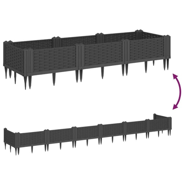 plantekasse med spyd 125x40x28,5 cm PP sort