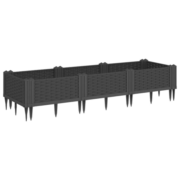 plantekasse med spyd 125x40x28,5 cm PP sort
