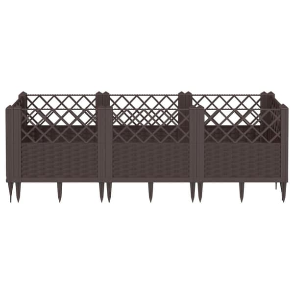plantekasse med spyd 123,5x43,5x43,5 PP brun