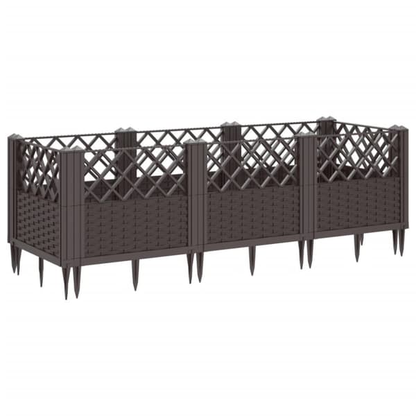 plantekasse med spyd 123,5x43,5x43,5 PP brun