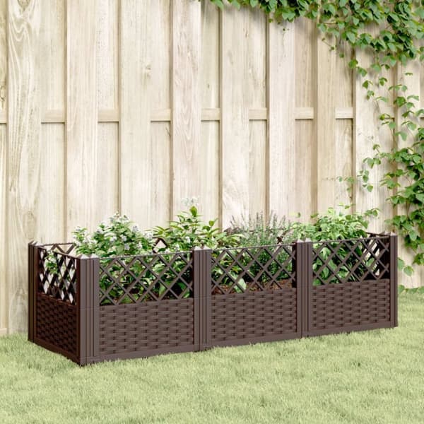 plantekasse med spyd 123,5x43,5x43,5 PP brun